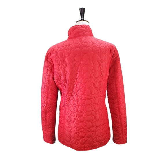 Coach Women's Red Quilted Gold Snap-Button Jacket - Small - Picture 7 of 10